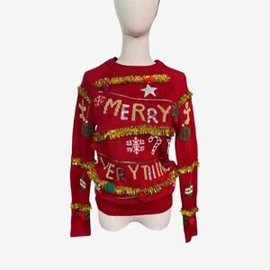 Ugly Christmas Sweater No Boundaries Merry Everything  Sweater Women's Small